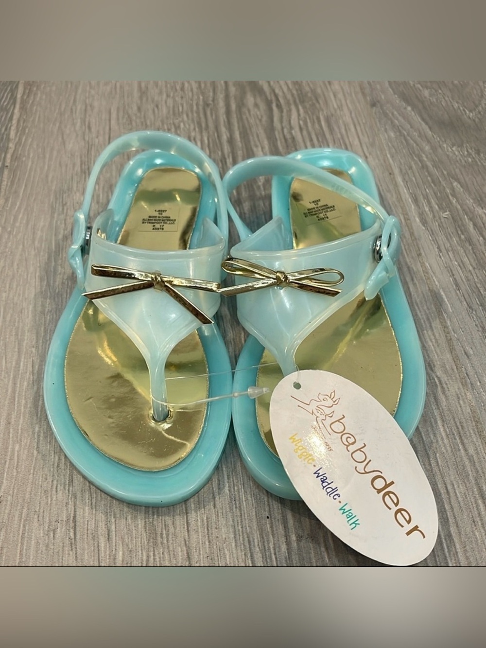 NWT Baby Deer Aqua Jelly Sandals Size 10